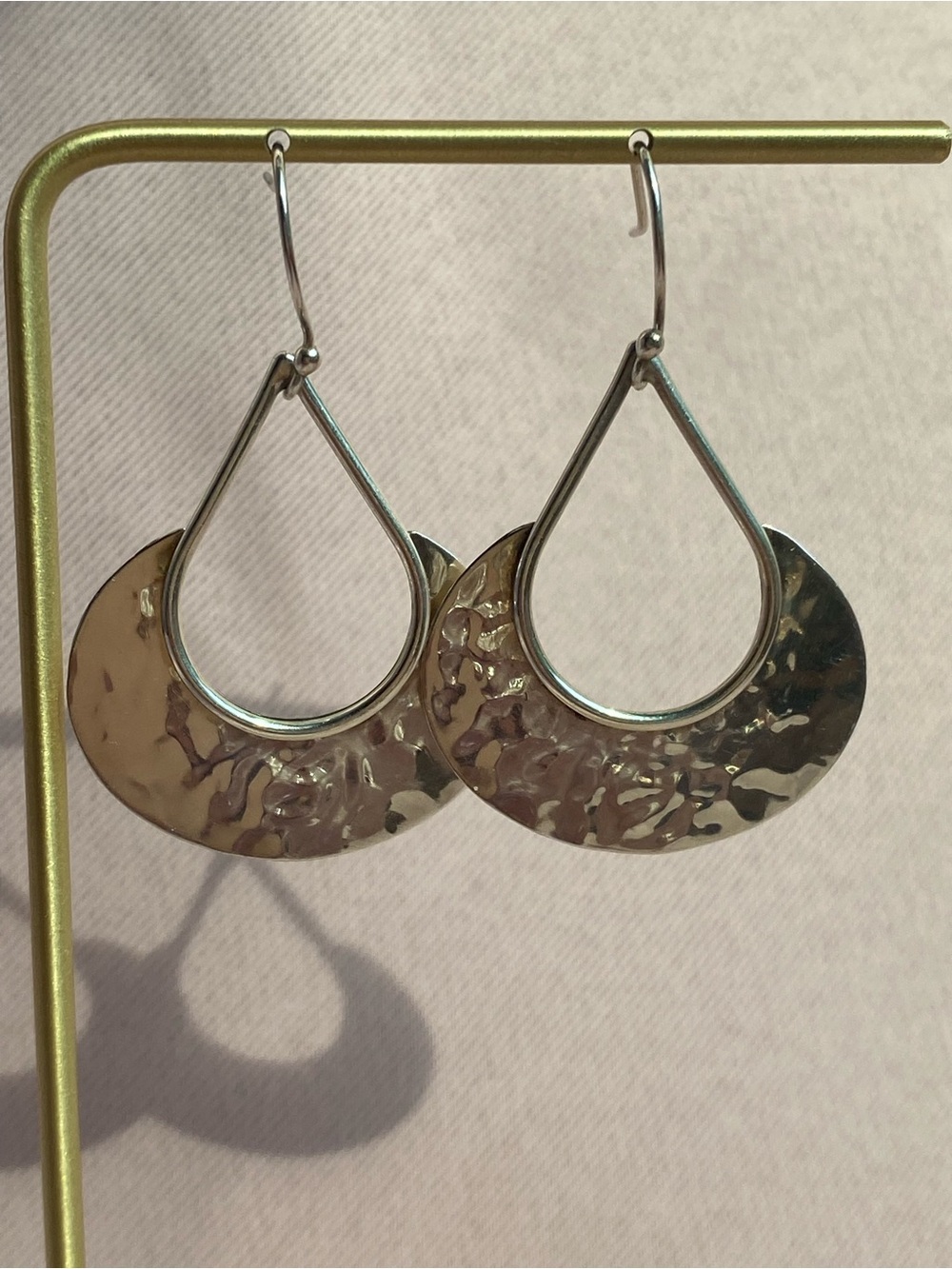 Artisan Silver Hammered Crescent Dangle Earrings